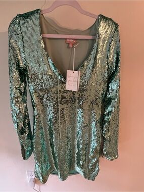 Show Me Your MuMu Green Sequin Mini Dress